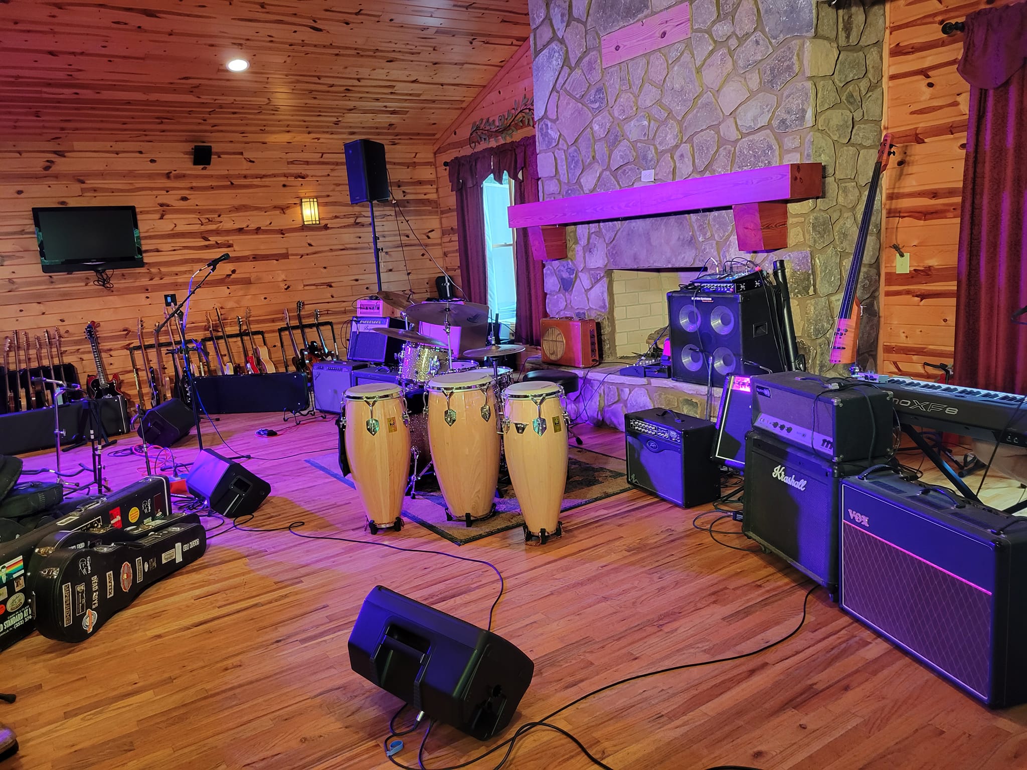 Moestock XX Backline from stage left Vox Sunn DSL 40CR Peavey Triple XXX.jpg